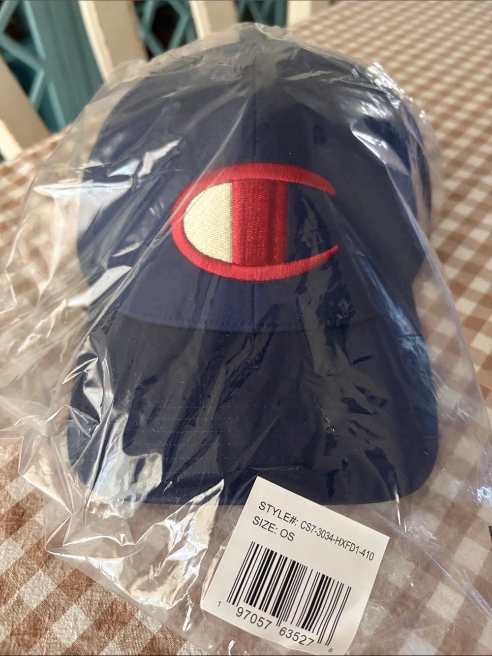 Champion Navy Blue Cap with Red & White Logo